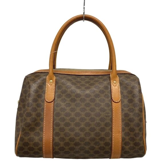 CELINE Macadam - Dark Brown Beige Brown PVC Leather Handbag 249-051725 - Picture 2 of 11